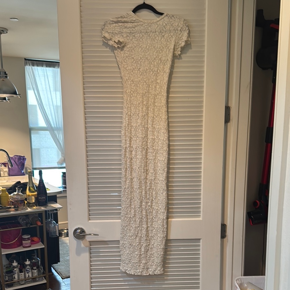 Elegant Cream Textured Maxi Dress